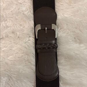 Women's wide brown Stretch Belt adjustable with five hole adjustments